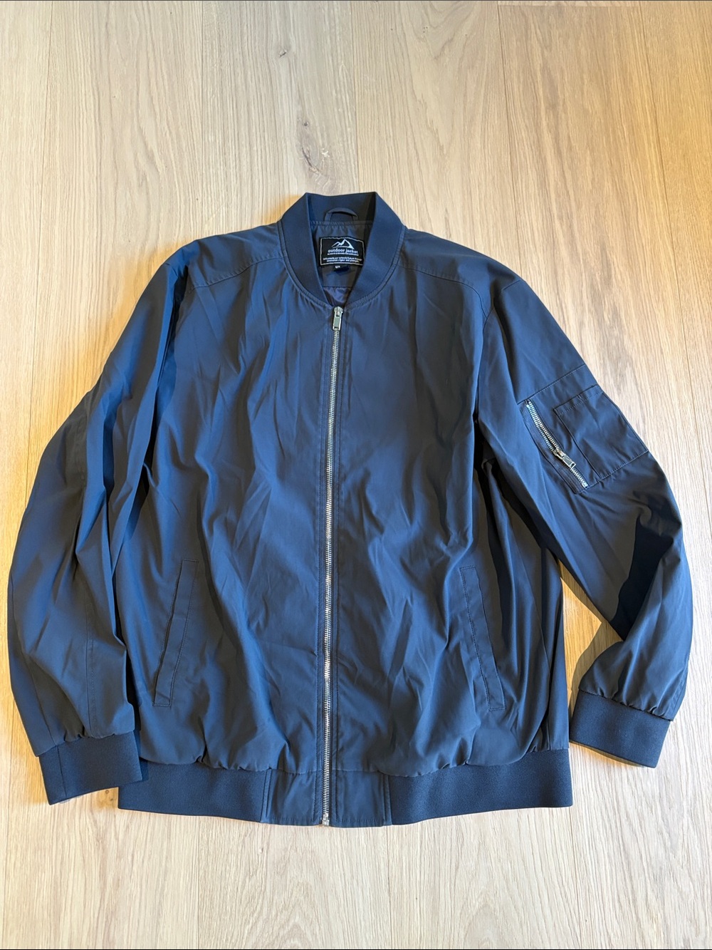 Men's Dark Navy Bomber Jacket with Zip - Classic Lightweight